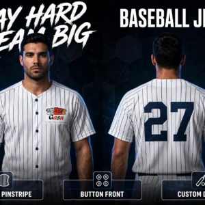 Custom Pinstripe Baseball Jersey — GASU custom team uniform