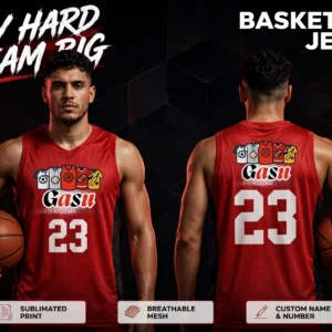 Custom Red Basketball Jersey — GASU custom team uniform