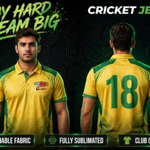 Custom Yellow and Green Cricket Jersey — GASU custom team uniform